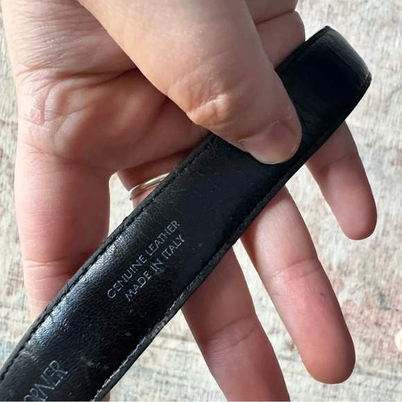 Vintage Italian Genuine Leather Belt Silver Design Style Medium Casual Corner - Picture 4 of 8